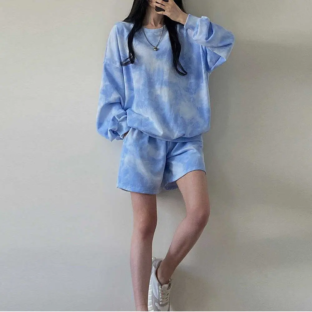 

Женские комплекты, комплект из 2 предметов, дизайнерская толстовка с круглым вырезом и широкими штанинами, универсальные модные винтажные мешковатые унисекс для пар, Ins