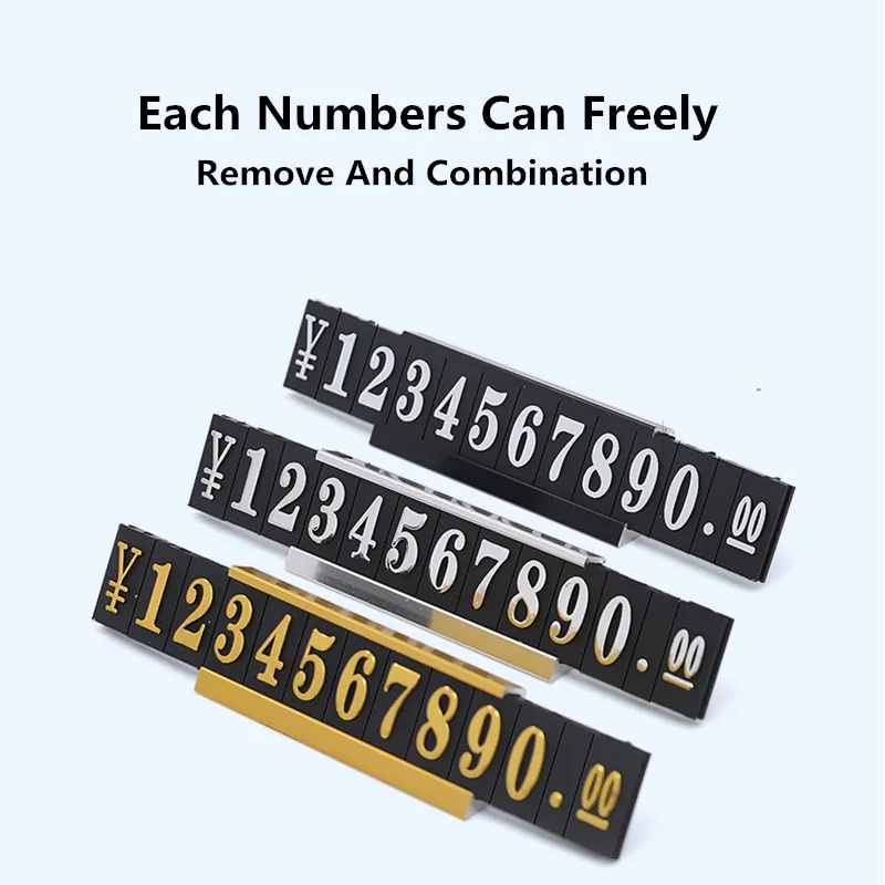 20 Sets / Box Aluminum Base Jewelry Watch Adjustable Number Price Cube Tags Big Number Price Label Sign Holder Display Stand