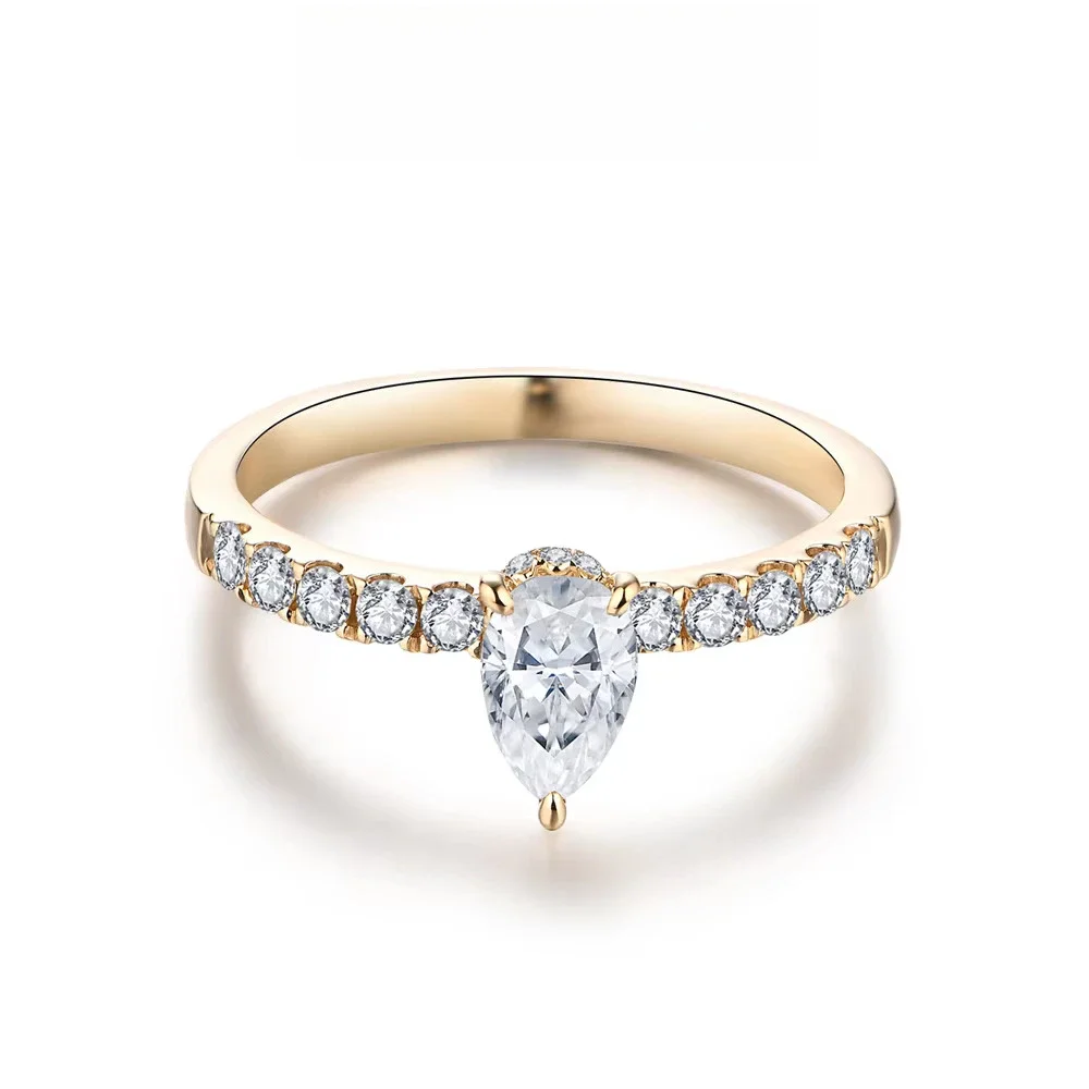 FCGJHW 5*7mm Moissanite 10k Yellow Gold Pear Shape Engagement Ring Promise Wedding Rings For Women Trends Jewelry Gifts 2026