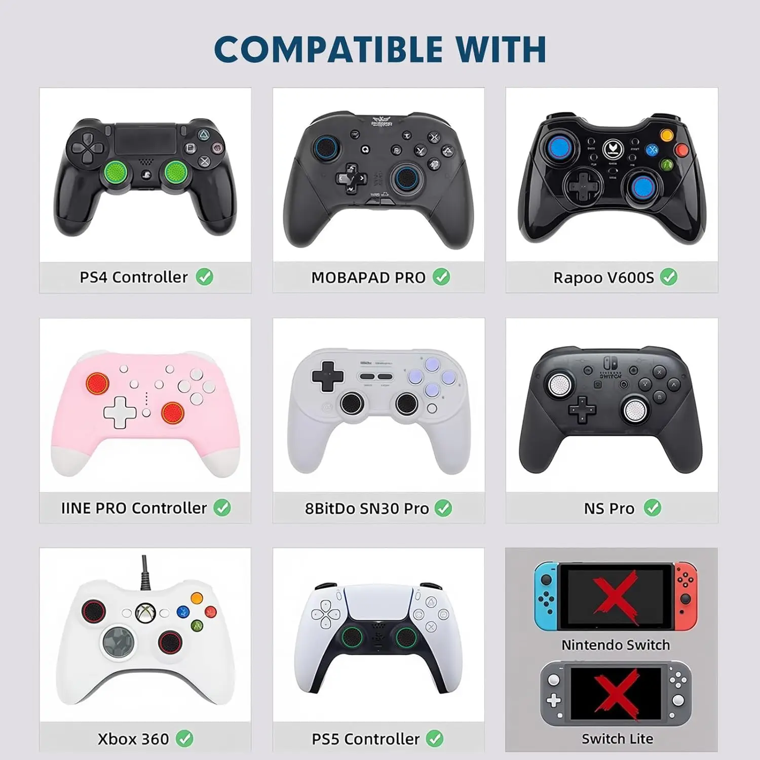 16Pcs Controller Thumb Grips Replace for ps4/ps5,Silicone Joystick Caps Anti-Slip Anti-Scratch Thumb Grips Caps Cover Analog Sti
