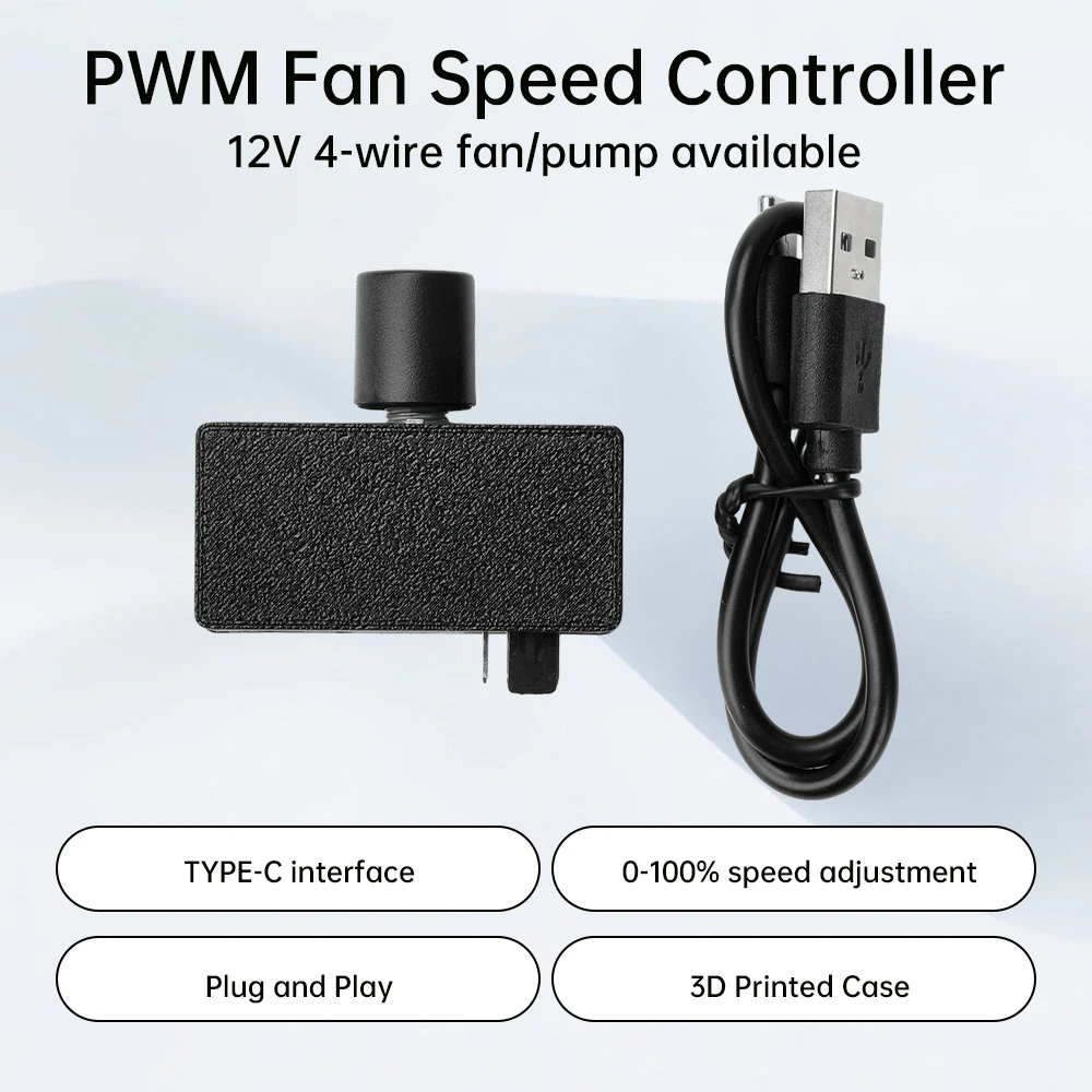 4-Pin PWM Lüfterdrehzahlregler DC 12V USB zu Typ-C Stromversorgung DIY Wasserkühlung Pulsweitenmodulation – Detail 4