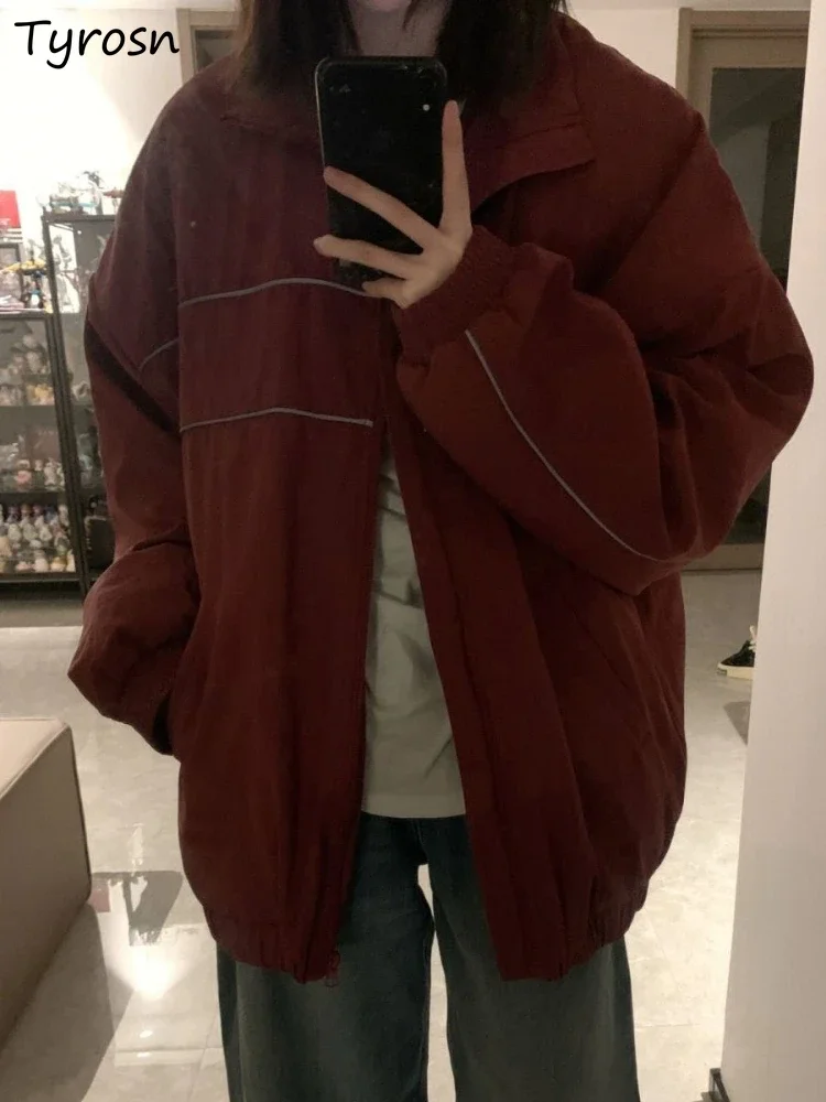 

jacket women Striped Loose Retro European Style Streetwear Outerwear Oversized Harajuku Fashion Top Autumn Vintage Pocket Chic