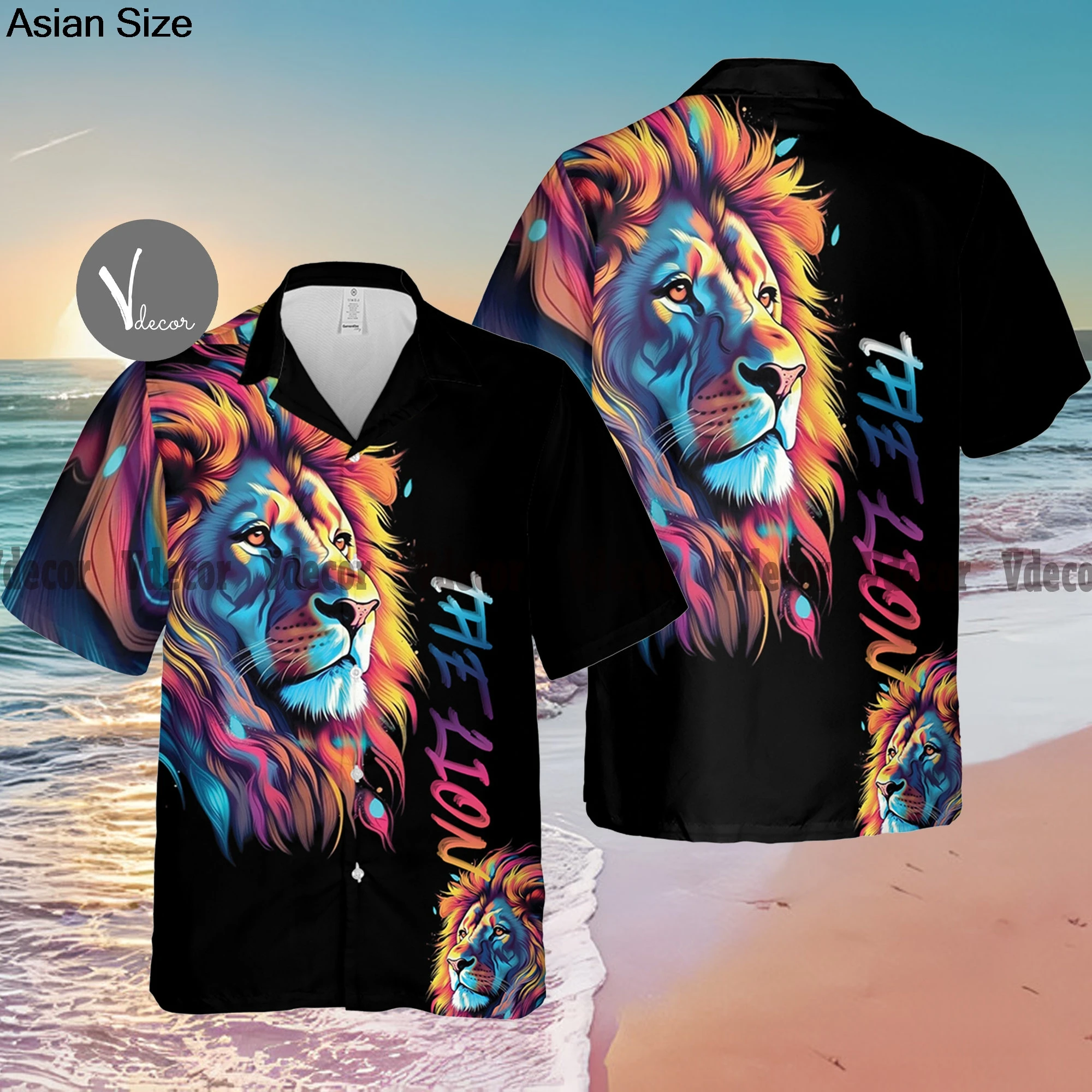 

Golden Lion's Face Hawaiian Shirts Golden Lion Button Down Short Sleeve Shirts For Animal Lover Unique Gifts For Father Day Tops
