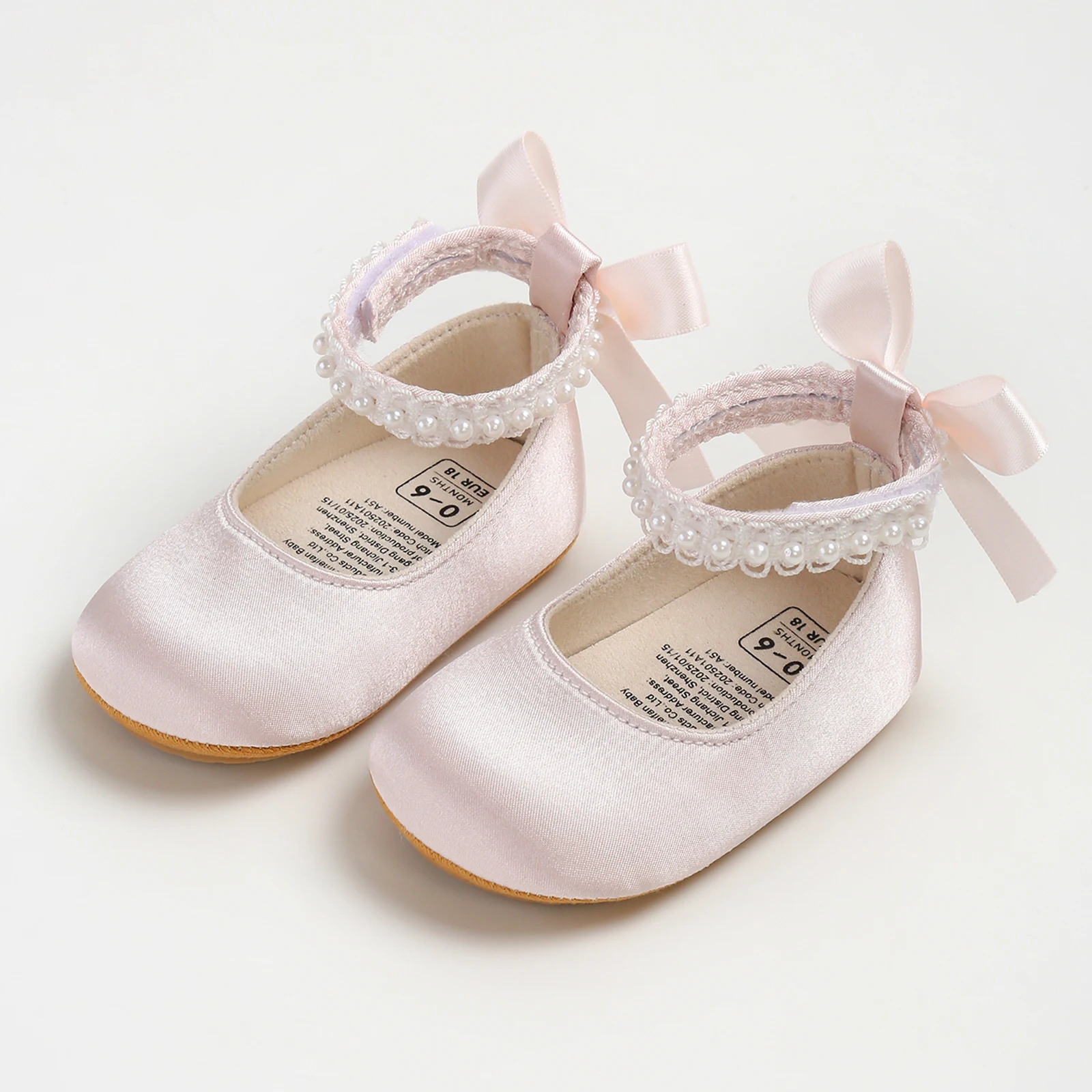 Infant Baby Girls Mary Jane Flats Cute Pearl Wedding Princess Shoes Non-Skid Newborn Crib Shoes Casual Shoes