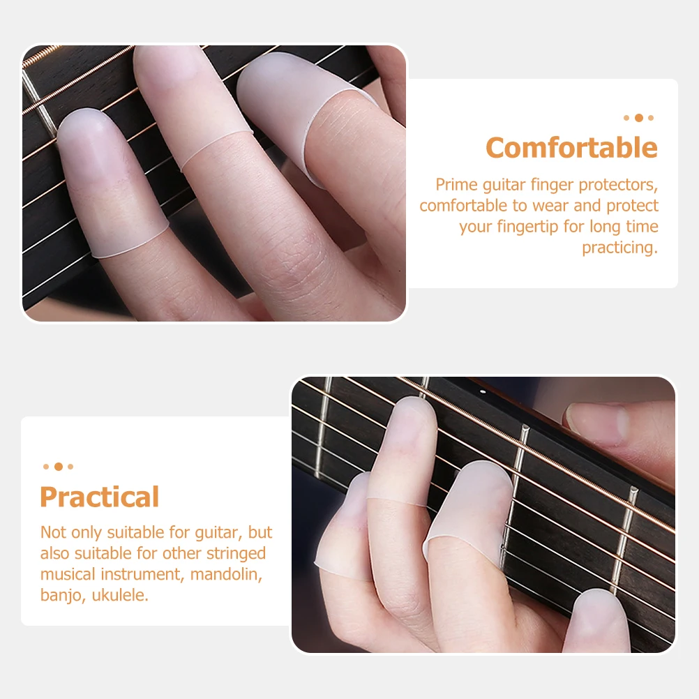 

Guitar Finger Cots White Silicone Fingertip Protectors Guards Covers Caps L Size Practice String Instrument Accessories Mandolin