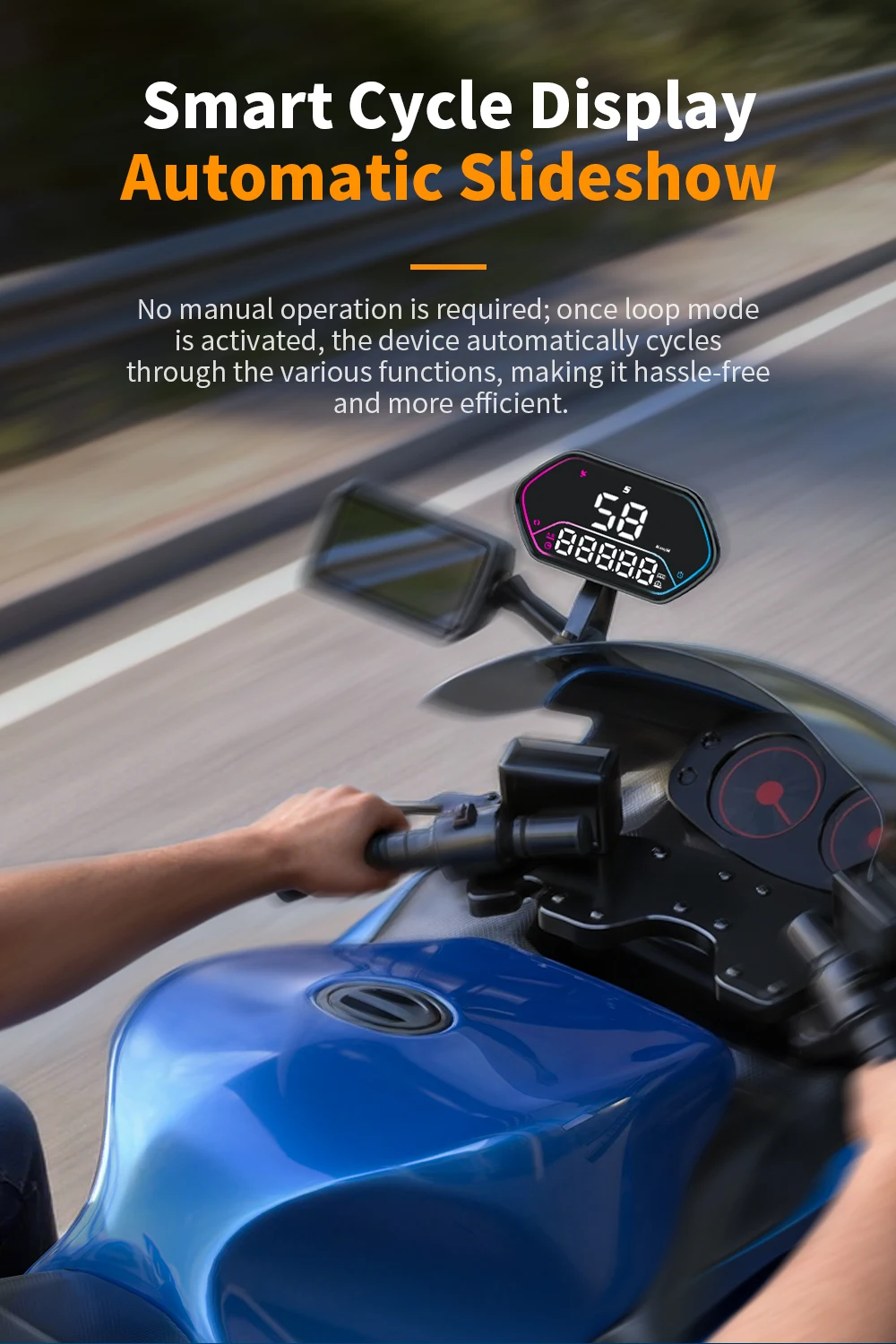 Elektronischer GPS-Motorrad-Lenker-Tachometer G25 Head-up-Display Wasserdichter HUD-Kompass Plug&Play Auto-Windschutzscheiben-Projektor – Detail 11