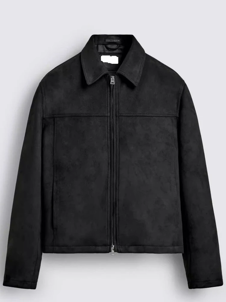 

Spring 2026 Men's Casual American Sle ort Velvet Texture Workwear Jaet New Arrival Polyester Fiber Long Sve Zipper