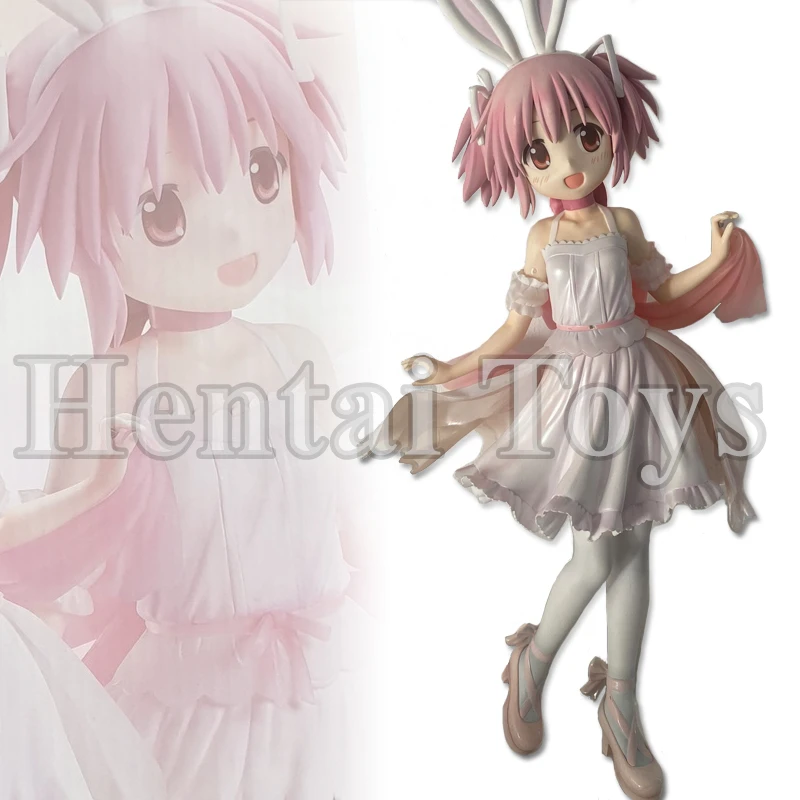 41CM Original Anime FREEing Mahou Shoujo Madoka Magica Kaname Madoka Rabbit Ears PVC Action Figures Collection Model Toys Gift