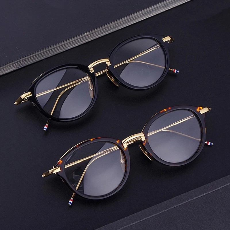 Thom Brand Round Acetate Alloy Prescription Glasses frame for Men Women TB011 Eyeglasses Myopia Reading Prescription Eyewear