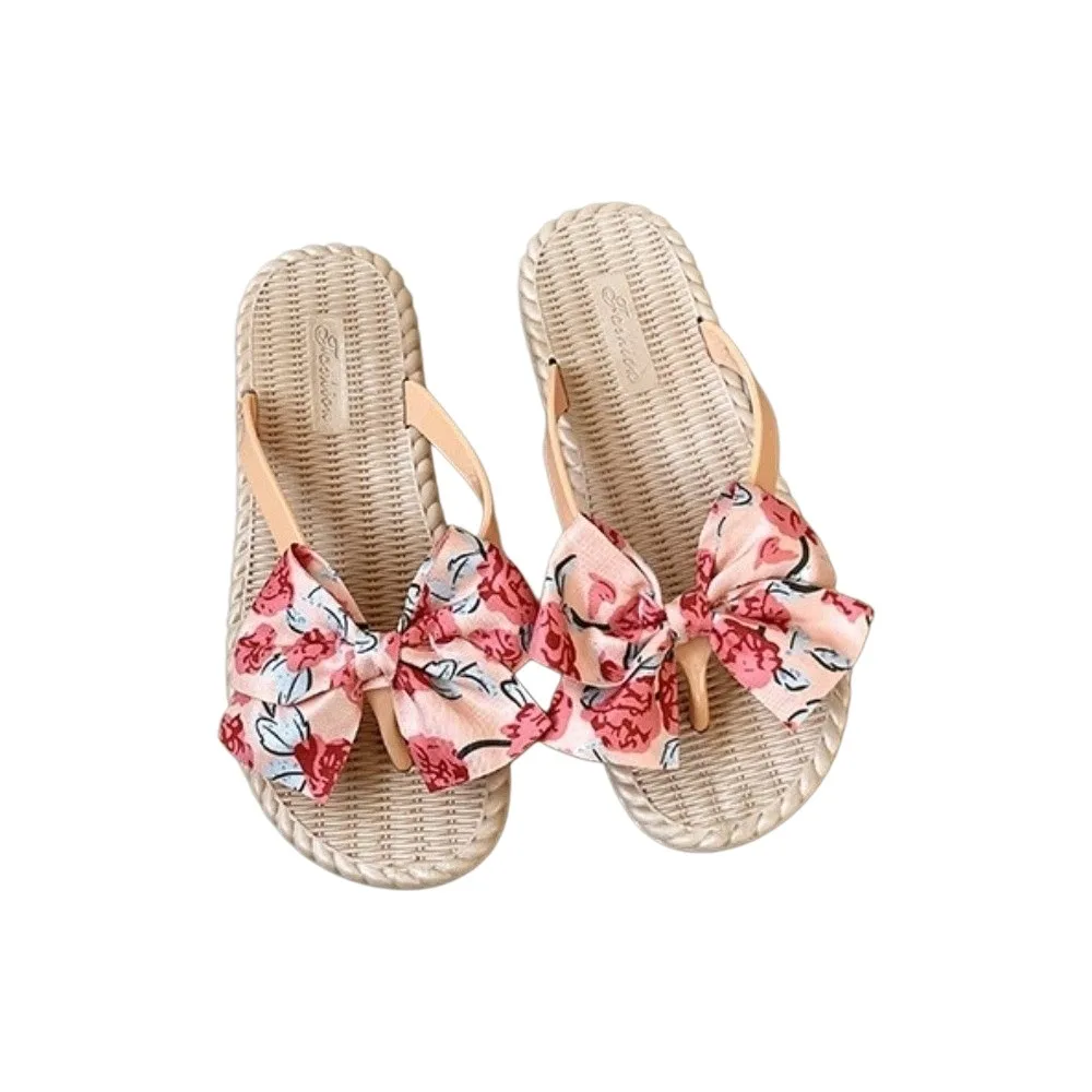 

PVC Bow Rose Flower Slippers Flowers Pattern Non Slip Flip Flop Sandals Korean Ins Indoor Outdoor Girl Bowknot Slippers Vacation