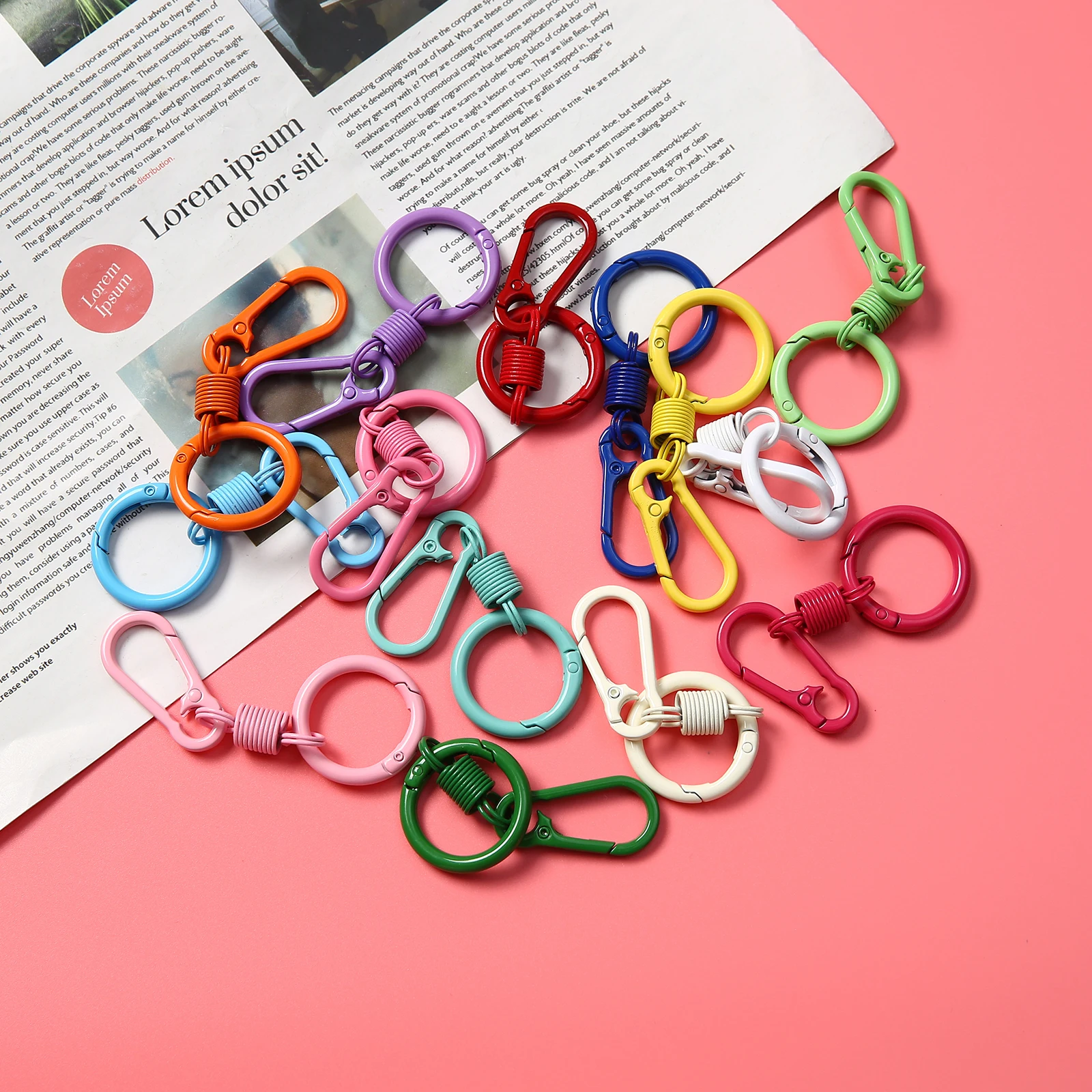 1/2/5/10/20/50 pcs Colorful Snap Lobster Clasp Hooks with Rings for DIY Trinkets Making Rotating Pet Keychain Bag Accessories