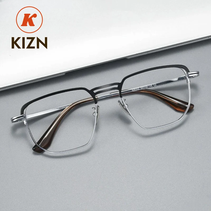 

KIZN 2026 Новые роскошные мужские очки-авиаторы из титана с гибкими эластичными дужками высокого качества