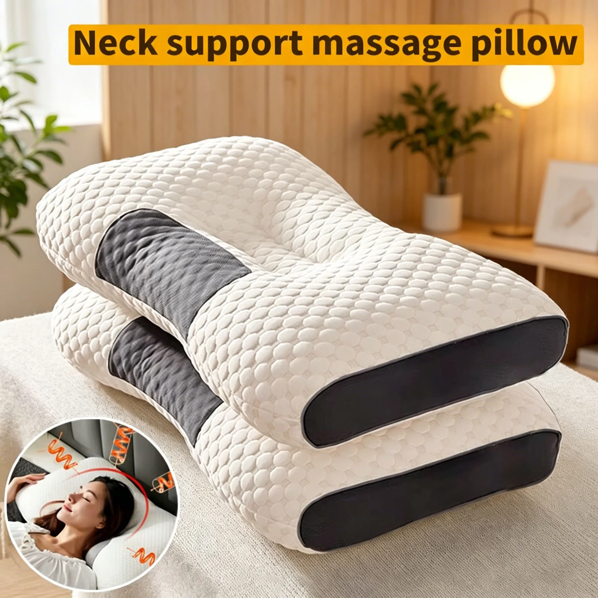Knitted Cotton Pillow Core Ergonomic Cervical Support Sleep Aid Pillow For Adults Household Dormitory Students JJ3197