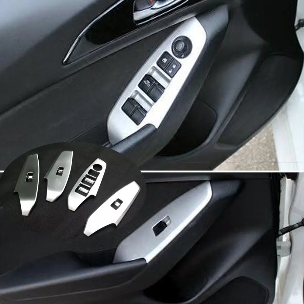 For Mazda 3 Axela M3 2014 2015 2016 2017 2018 2019 Car Cover Door Window Glass Panel Armrest Lift Switch Button Trim Frame 4pcs