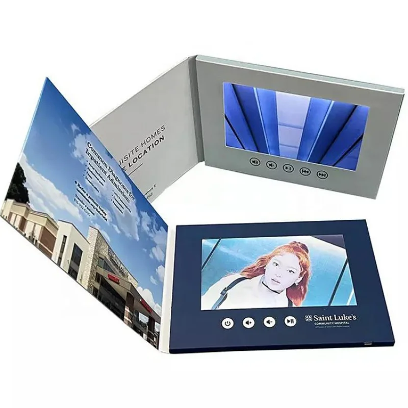 

custom.2023 Thank You E-Cards Lcd video greeting card/ lcd video mailer/ video box custom Video Brochure book wedding invitation