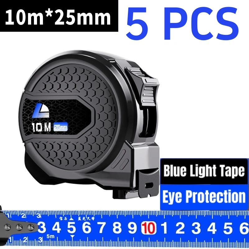 Cinta métrica de acero con bloqueo automático, regla de inyección de tinta láser de alta precisión, herramienta de medición, regla medidora de protección ocular con luz azul, 1/5 Uds.