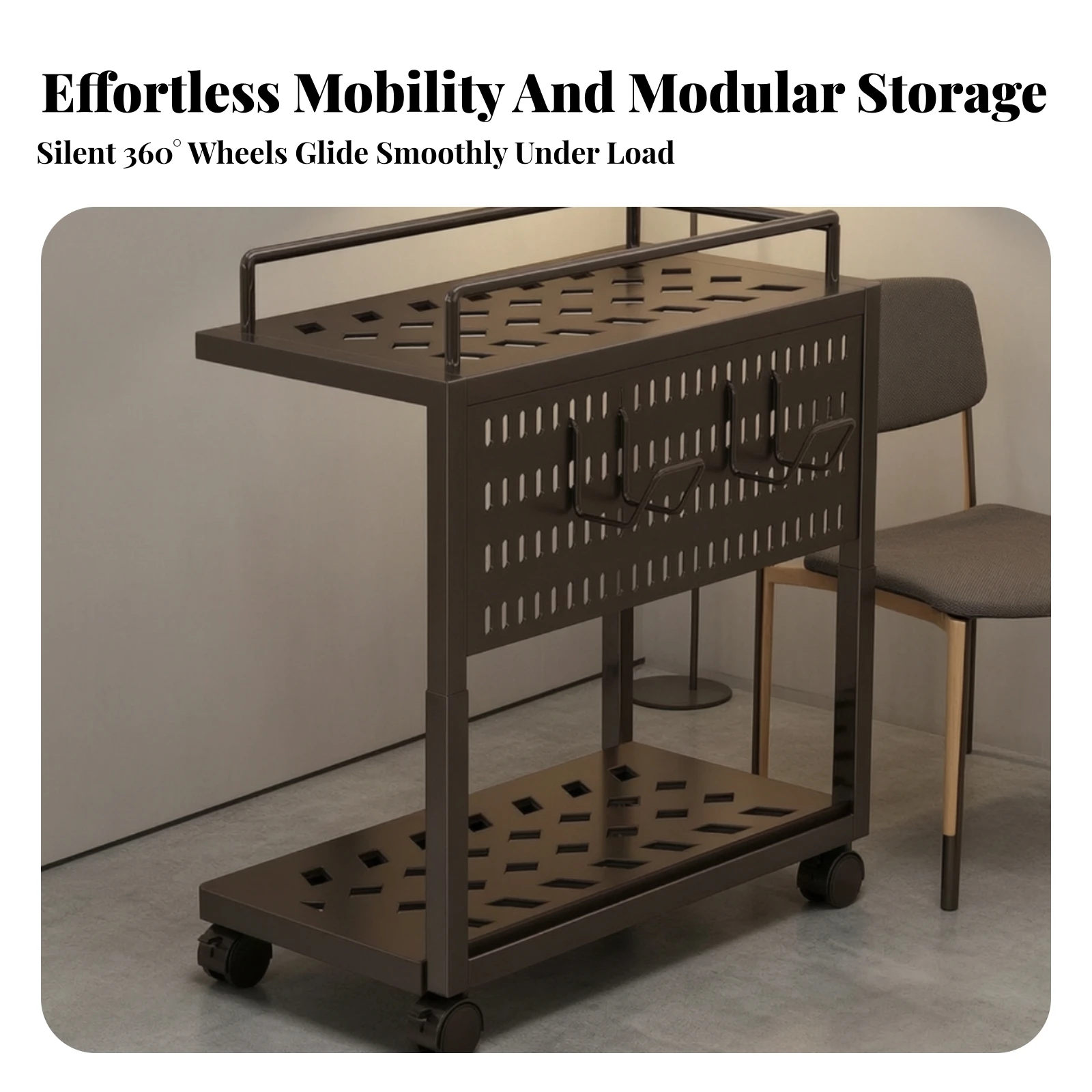 Computer Chassis Stand with Casters Ventilated Adjustable Computer Chassis Stand Cart Sturdy Long-Lasting for Gamers, Under Desk