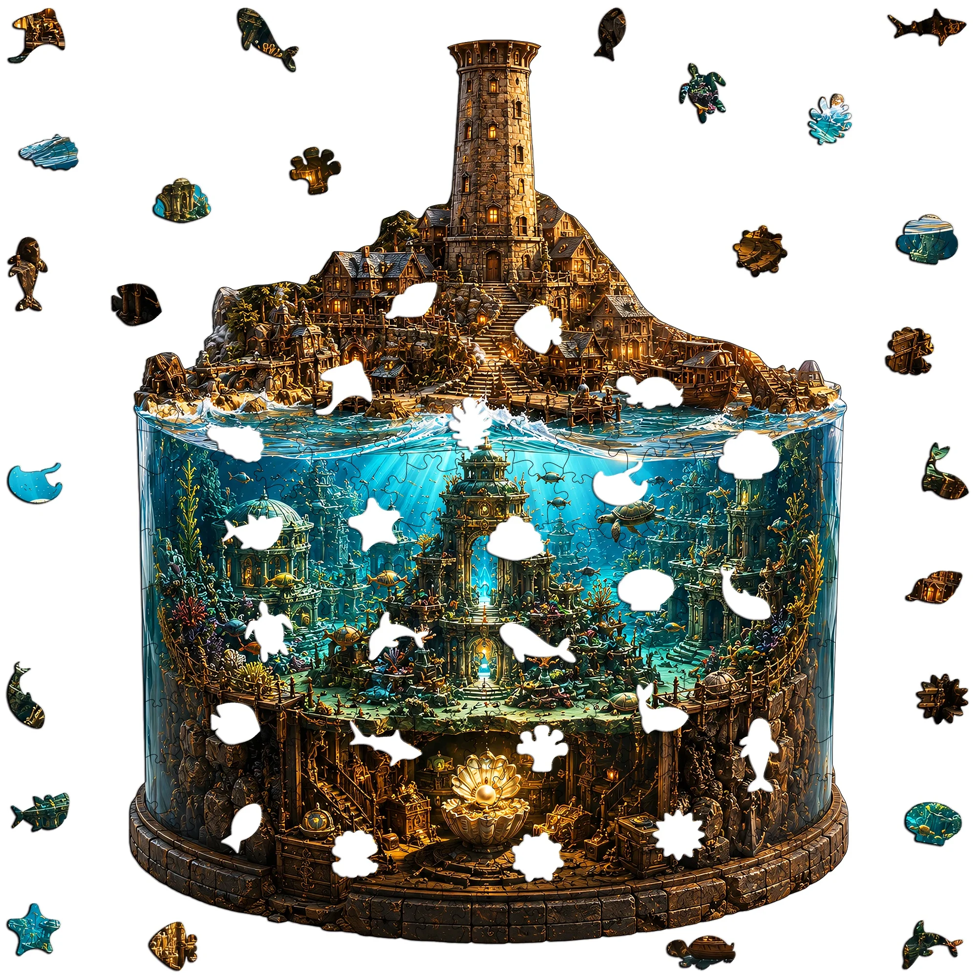 Ocean World Wooden Puzzle Brain Teaser Animal Jigsaw Puzzle Brain Teaser Unique Gift Idea for Any Occasion