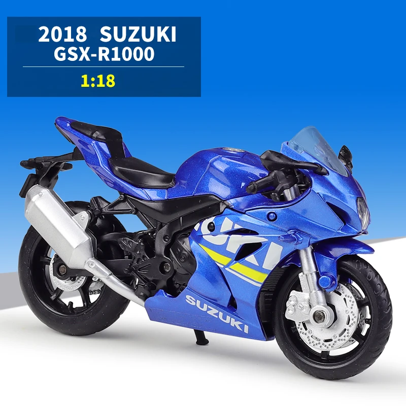 

Коллекция 1/18 года, Suzuki, модель мотоцикла, литье под давлением, Коллекция игрушечных автомобилей, автовелосипед, поглотитель короткого замыкания, внедорожный автомобиль, игрушечный автомобиль