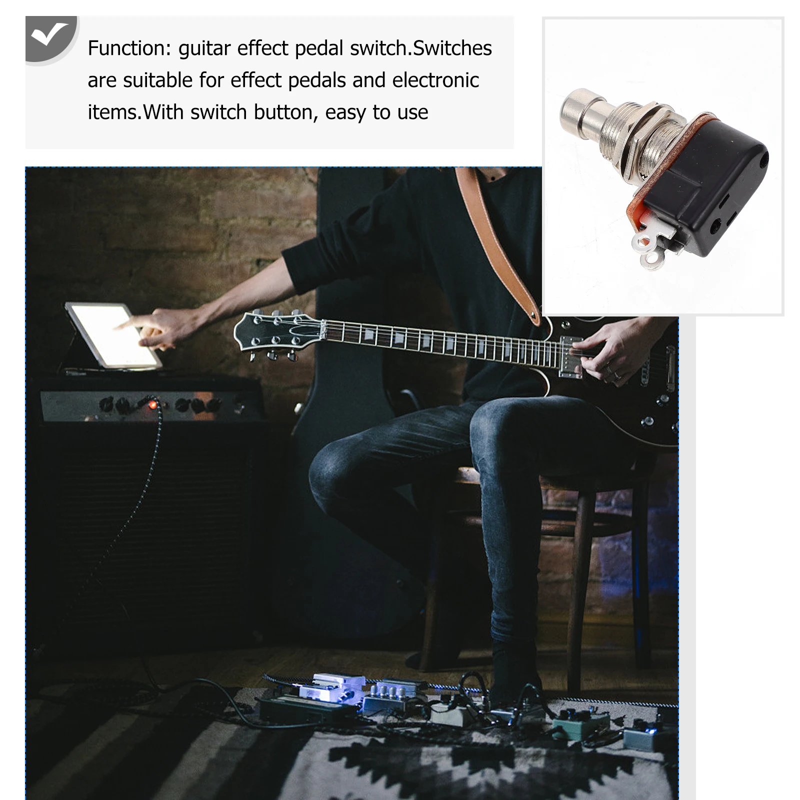 

3pcs Foot Switch Guitar Instrument Accessory Parts Alloy Metal Instrument Fittings Shell Durable Lightweight Music Tool