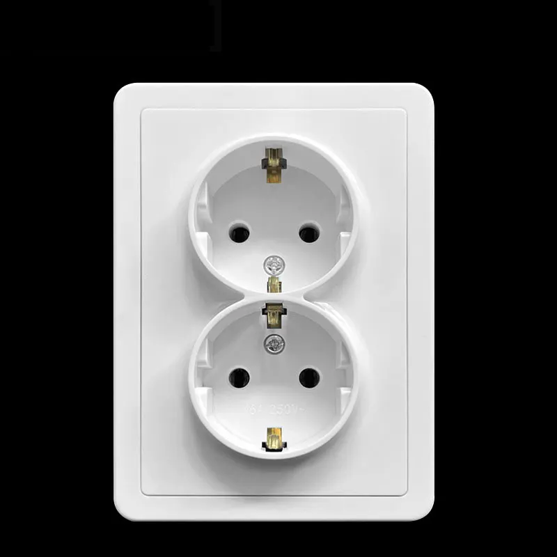 PC الأبيض 16A RU الضحلة مزدوجة الاتحاد الأوروبي المقبس 2-ميناء الألمانية الفرنسية مقبس الطاقة لوحة مقبس الحائط المخرج جزءا لا يتجزأ من أخفى 120*84 مللي متر