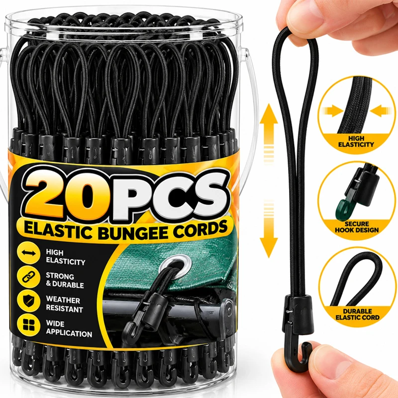 Multifunctional Elastic Bungee Ropes with Hook for Camping Luggage Bikes Cars Cord Fixed Ties High Elasticity Expander Rope Tool