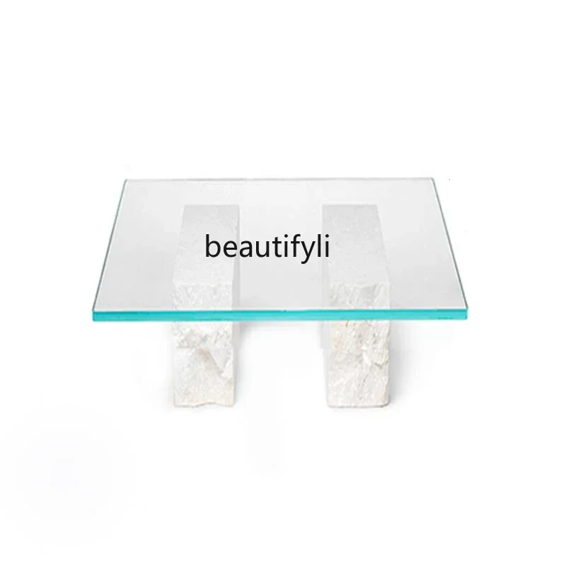 

new style Small Apartment Minimalist Square Tempered Glass Coffee Table Living Room Light Luxury Home Creative Acrylic Tea Table