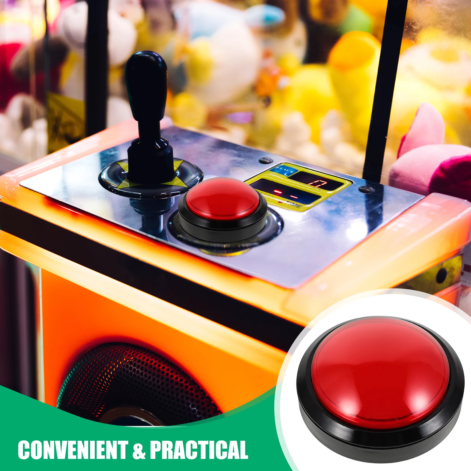 

Large 10cm Red LED Push Buttons Self Resetting Convex Dome Shaped for Game Machine Coin Operated Metal Keyboard