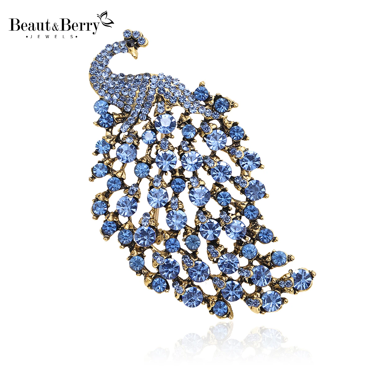 Beaut&Berry Sparkling Rhinestone Peacock Brooch for Women Bird Pin Animal Pin Casual Accessories Gift