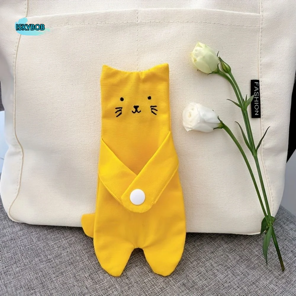 

Canvas Cartoon Cat Coin Purse Zipper Closure Lightweight Bag Hanging Pendant Anti Loss Decorative Portable Wallet Bag Daily Use