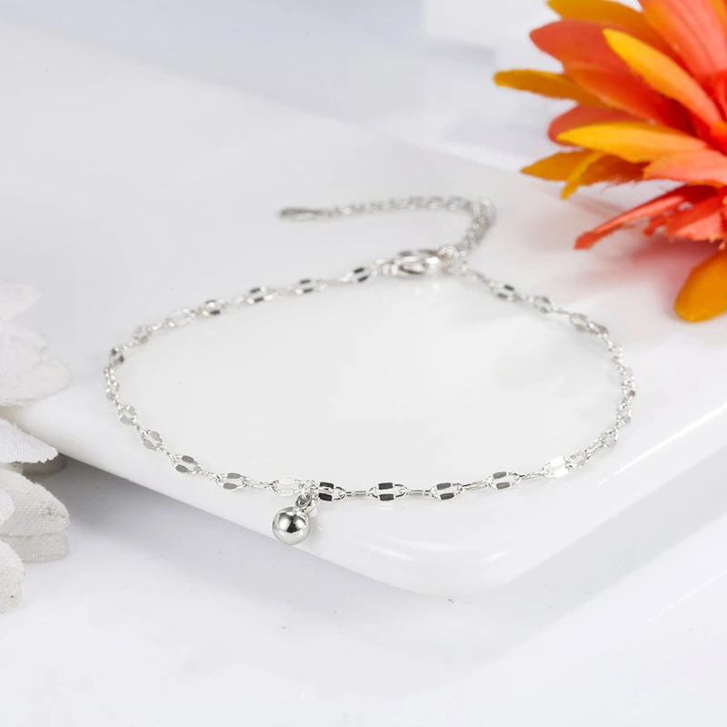 New Fashion Exquisite Small Egg Shaped Ankle Chains 925 Sterling Silver Simple Chain Anklets For Women Jewelry Anklet Bracelet