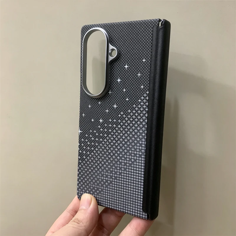 Fold Screen Carbon Fiber Texture Phone Case For Samsung Galaxy Z Fold 8 7 6 5 Magnetic Wireless Charging Ultrathin Hard PC Cover