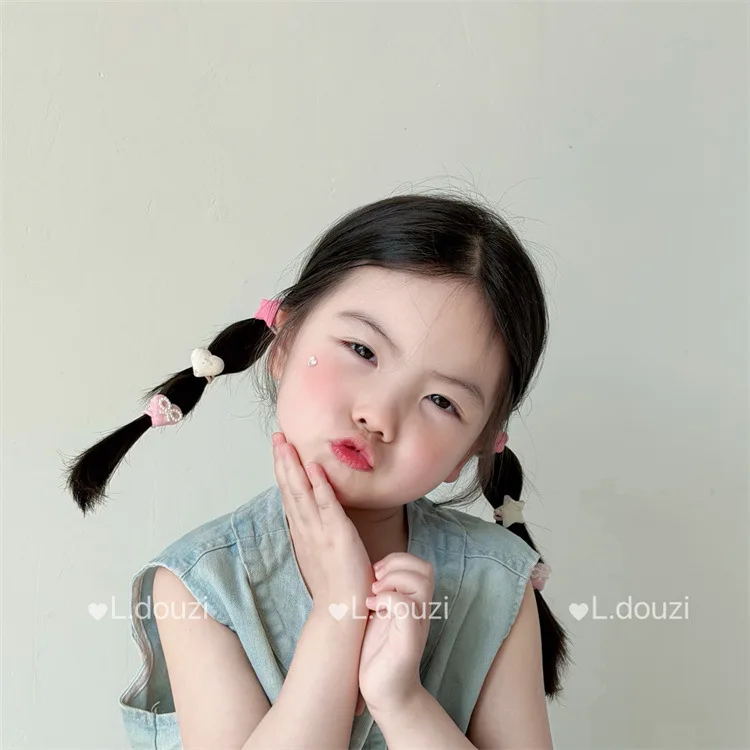 Childrens Hair Rings with Heart and Star Patterns Soft Elastic Cords Durable Gentle Comfortable Everyday Use School Play