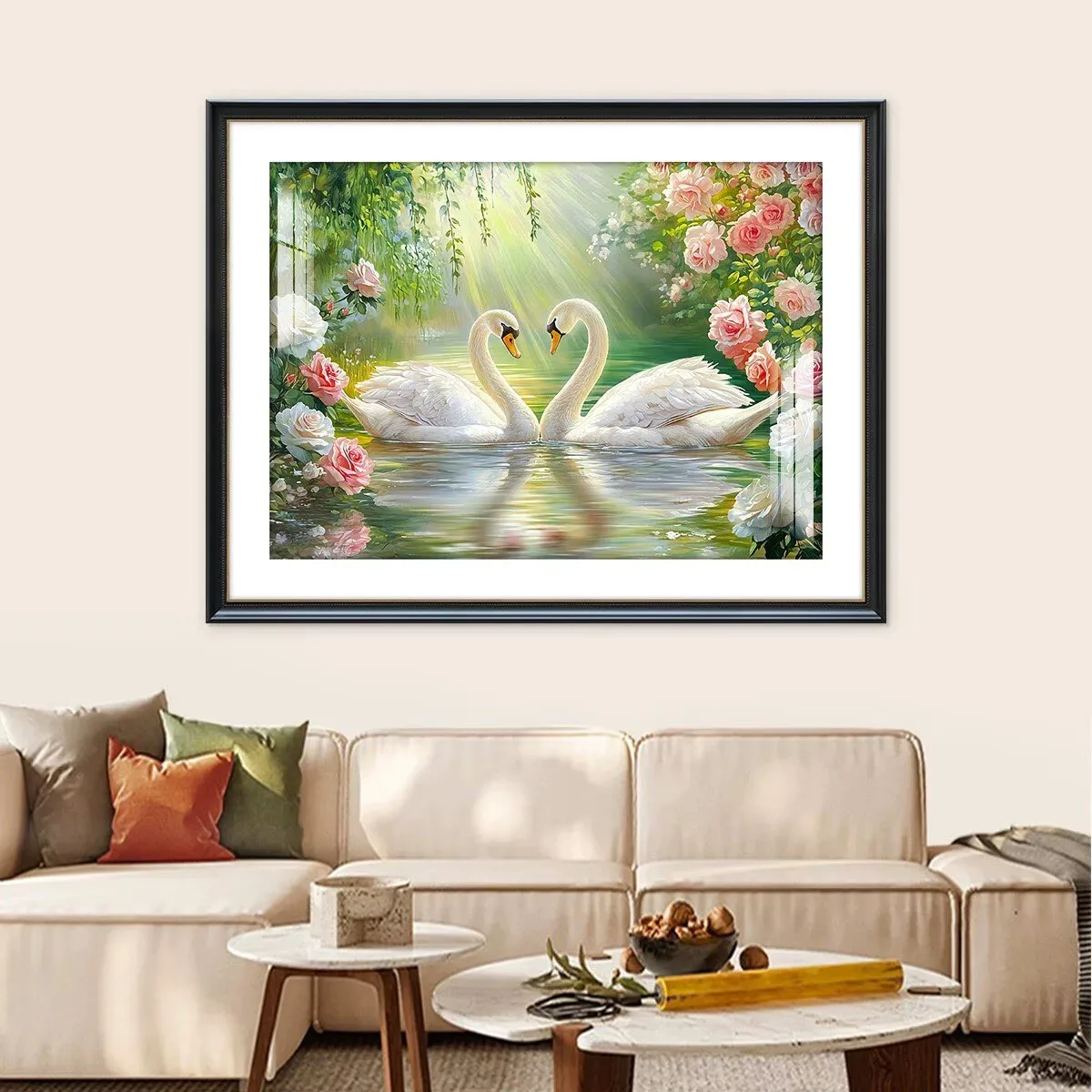 

9CT 11CT Swans Embroidery DIY Chinese Style Printed Kits Cross Stitch Thread Needlework Sets Home Crafts 64 Colors