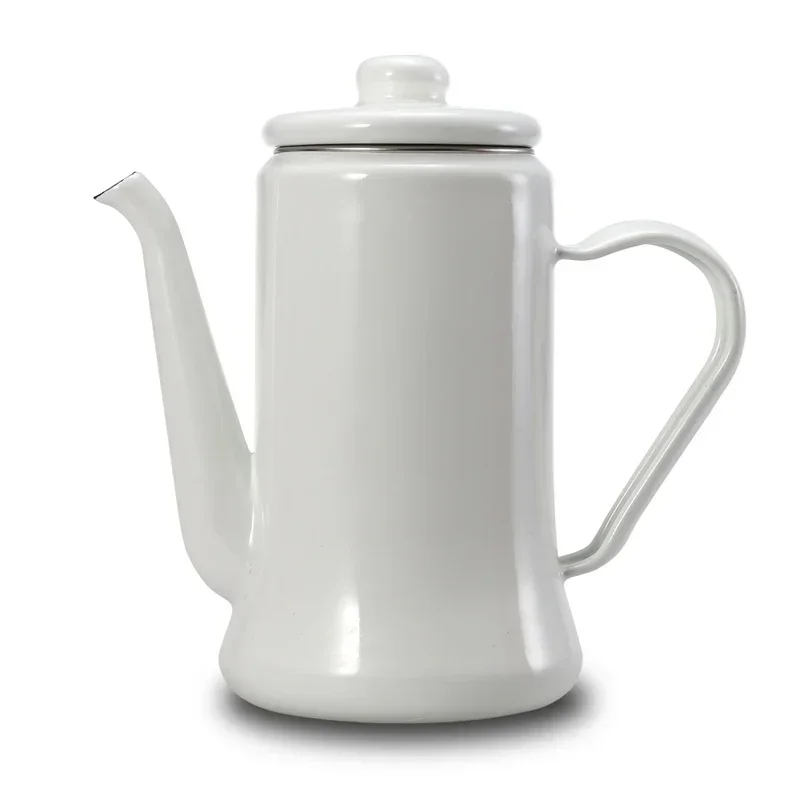 

Enamel Pot 1.1L Enamel Coffee Pot Hand Tea Kettle Induction Cooker Gas Stove Universal Red White Blue Electric Kettle Camping