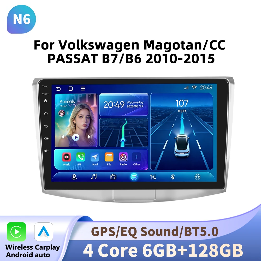 Podofo 10 inch Android autoradio voor Volkswagen Magotan/CC PASSAT B7/B6 2010-2015 als multimediaspeler, videospeler en GPS-navigatie 2din