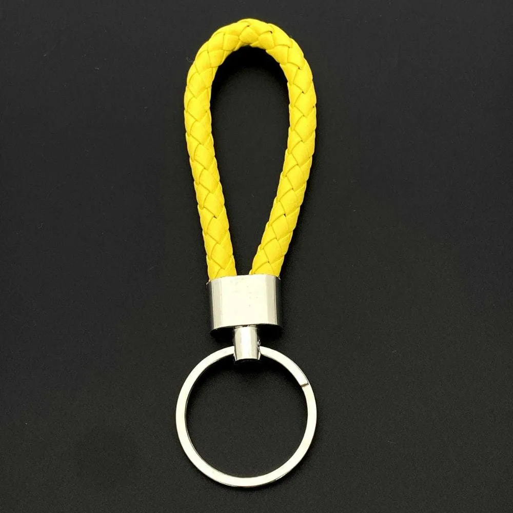 

Colorful Car Keychain Women Men Exquisite Cute Ornaments Woven Leather Rope Customize Personalize Braid Bag Keyring Pendant