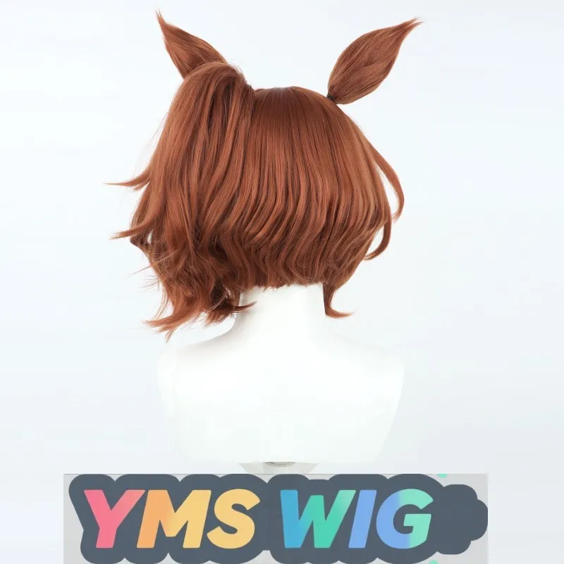 【YMS WIG】Peruka Cosplay Jockey Girl Pretty Derby z Prawdziwą Kokardą, Uszami i Ogonem, Realistyczna