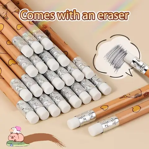 30pcs Kawaii Capybara 연필 지우개로 드로잉 연필 스케치 Unpointed 학교 사무실 학생 편지지 공급 연필