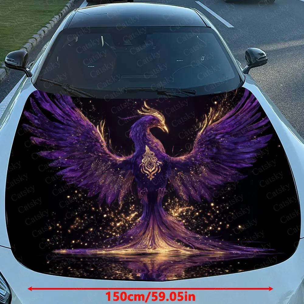 Purple Phoenix Car Hood Stickers, Waterproof And Wear-resistant Decorative Stickers, Car Film Stickers, Decorative Scratch Multi