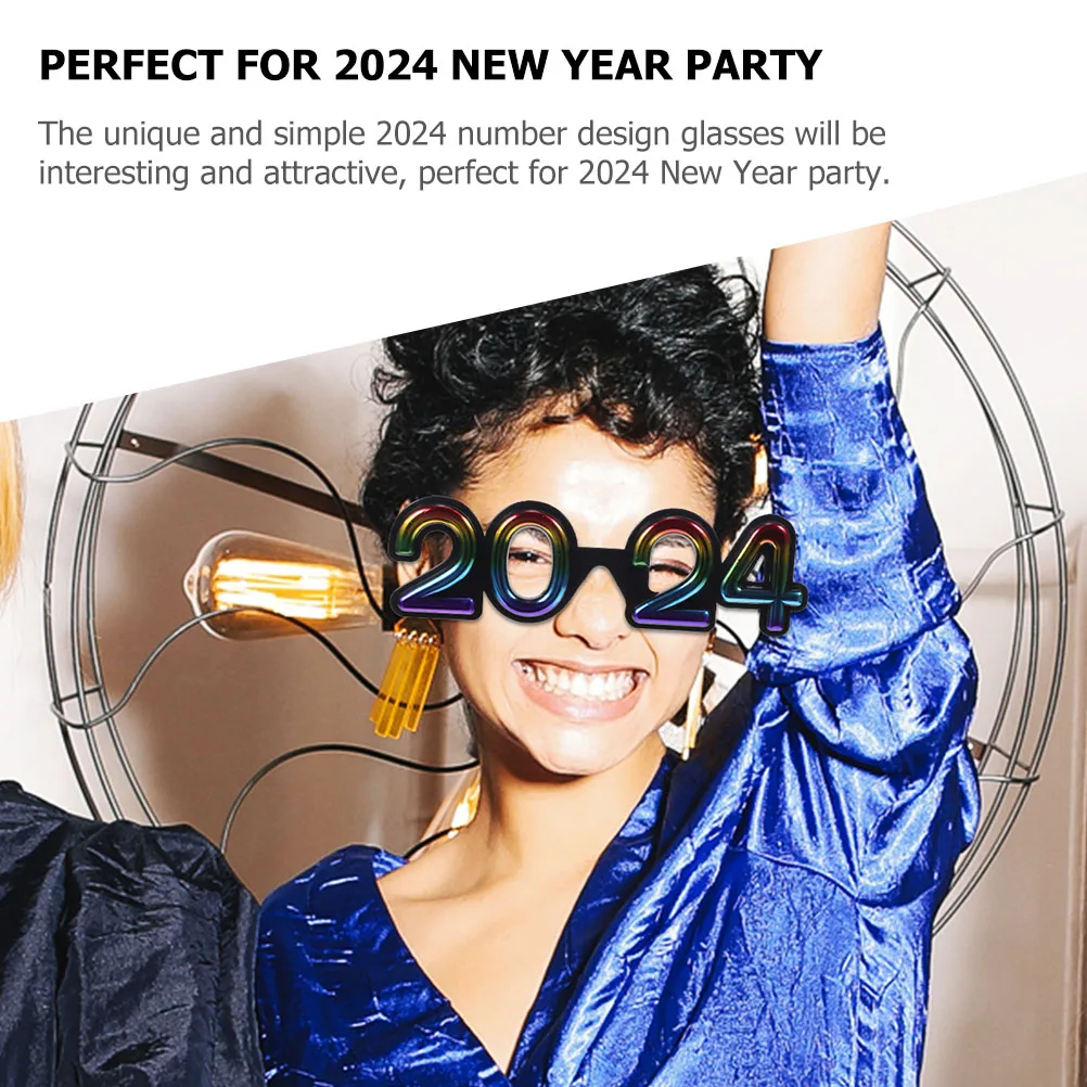 

2 Pcs Digital Glasses 2024 New Year Party Eyewear Rechargeable Sunglasses Plastic Eye Decor Photo Props Fun Supplies