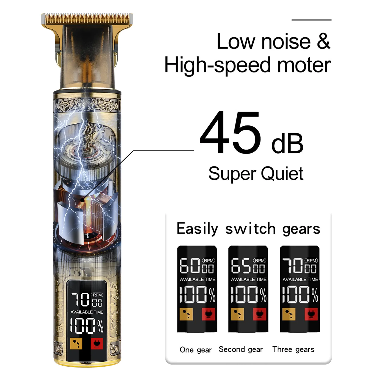 HIENA T9 Electric Hair Clipper Vintage Dragon Relief Design Cordless Hair Trimmer Portable Beard Shaver Hair Cutting Machine