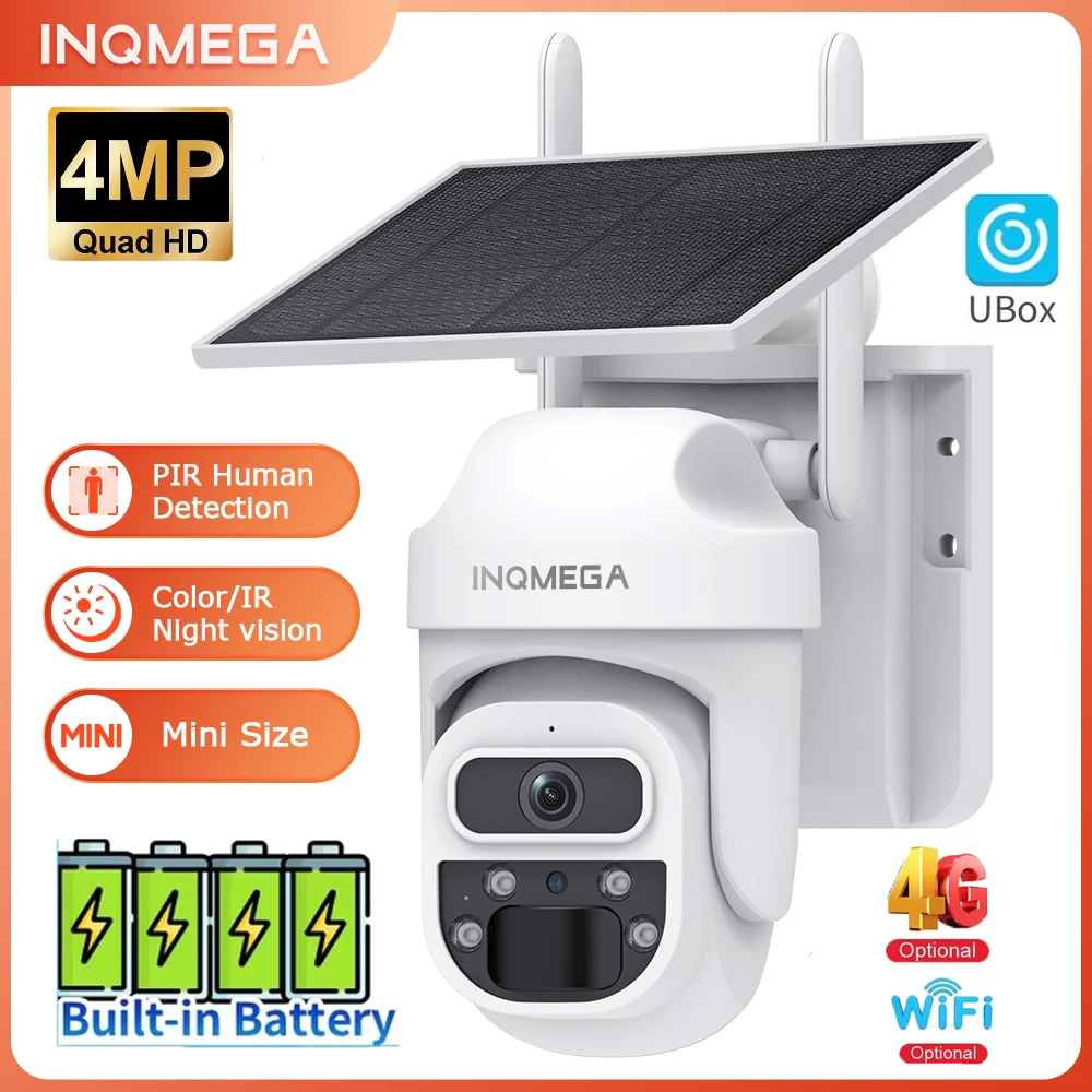 

INQMEGA 4MP Wireless Solar Camera PIR Sensor HD WiFi IP Camera Solar-Powered Surveillance CCTV Camera Outdoor Security Camera