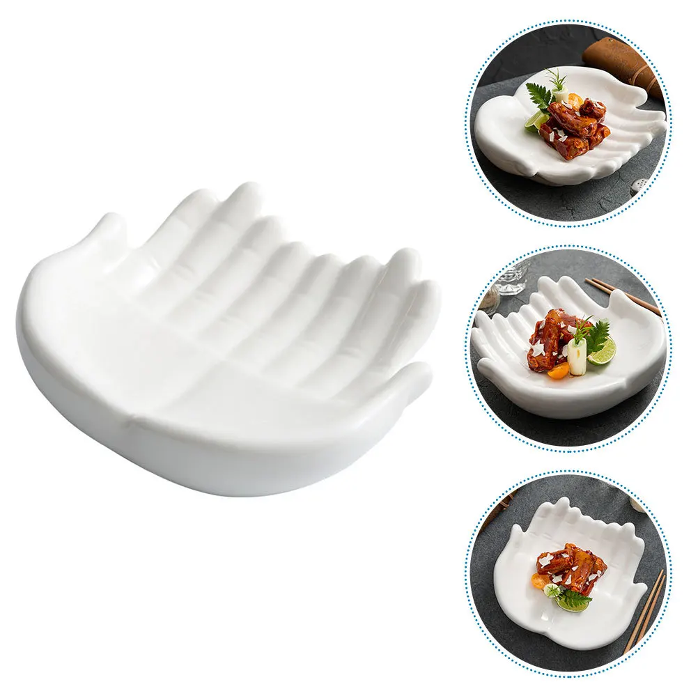 

Japanese Small Sushi Plates Decorative Serving Hand Shaped Ceramic Sashimi Dish