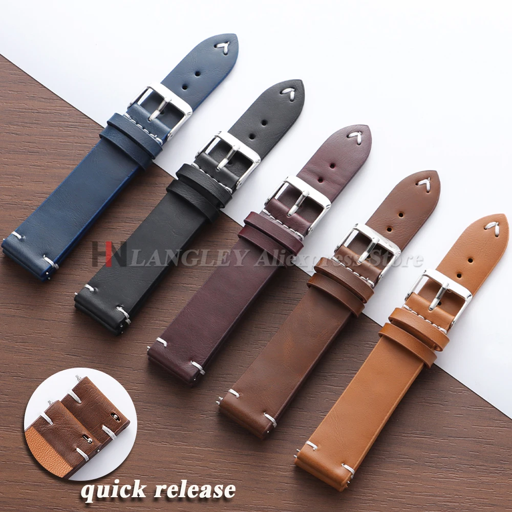 Retro PU Leder Armband Schwarz Blau Braun Armband 18mm 20mm 22mm für Samsung für Smartwatch Strap Männer frauen Uhr Zubehör