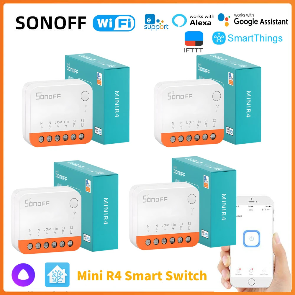 SONOFF MIni R4 Wifi Smart Switch Module Mini-R4 Smart Home Two Way Remote Control Via Ewelink Alexa Google Home Assistant Alice