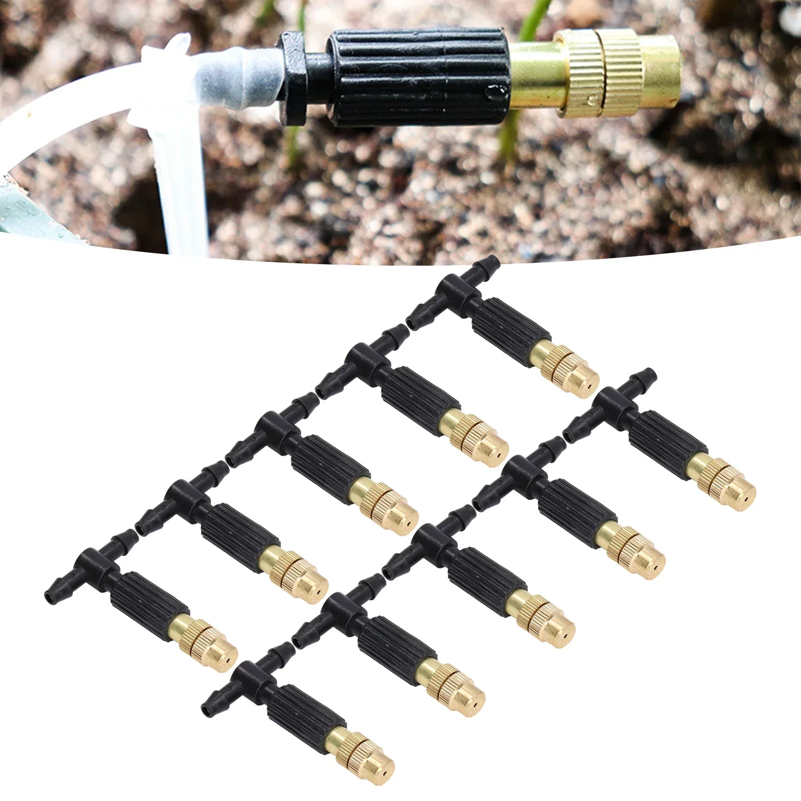 10-Pack Adjustable Atomizing Nozzles, 4/7mm Hose Compatible, Removable Design for Greenhouse Cooling & Garden Irrigation