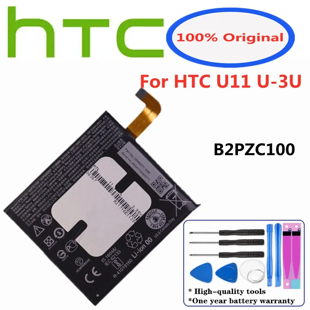 

New 100% Original Battery B2PZC100 For HTC U-3U U11 U 3U 3000mAh Phone Battery Batteries Bateria + Tools