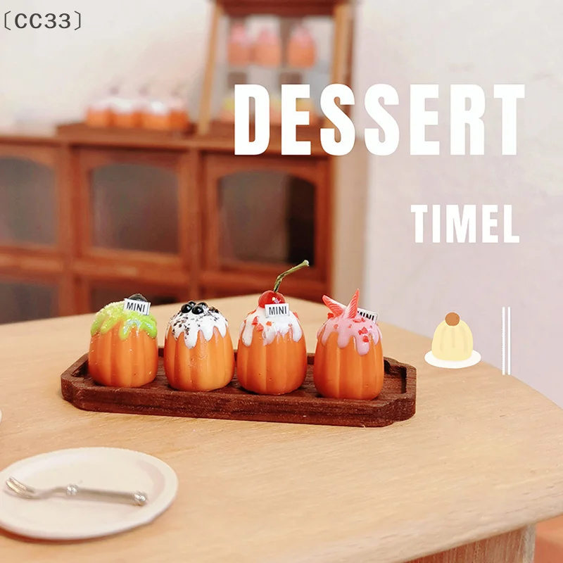 

tipoCC33 nneCC33 fonte4Pcs 1/12 Кукольный домик Моделирование Мини Торт Десерт Модель Куклы Домашняя Кухня Еда Украшения Куклы Микро Сцена Фотореквизит