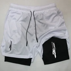 2024 Men's shorts Anime Performance  GYM Casual Sports Summer Compression Shorts Workout Running Mesh 2 In 1 Sport Short Pants